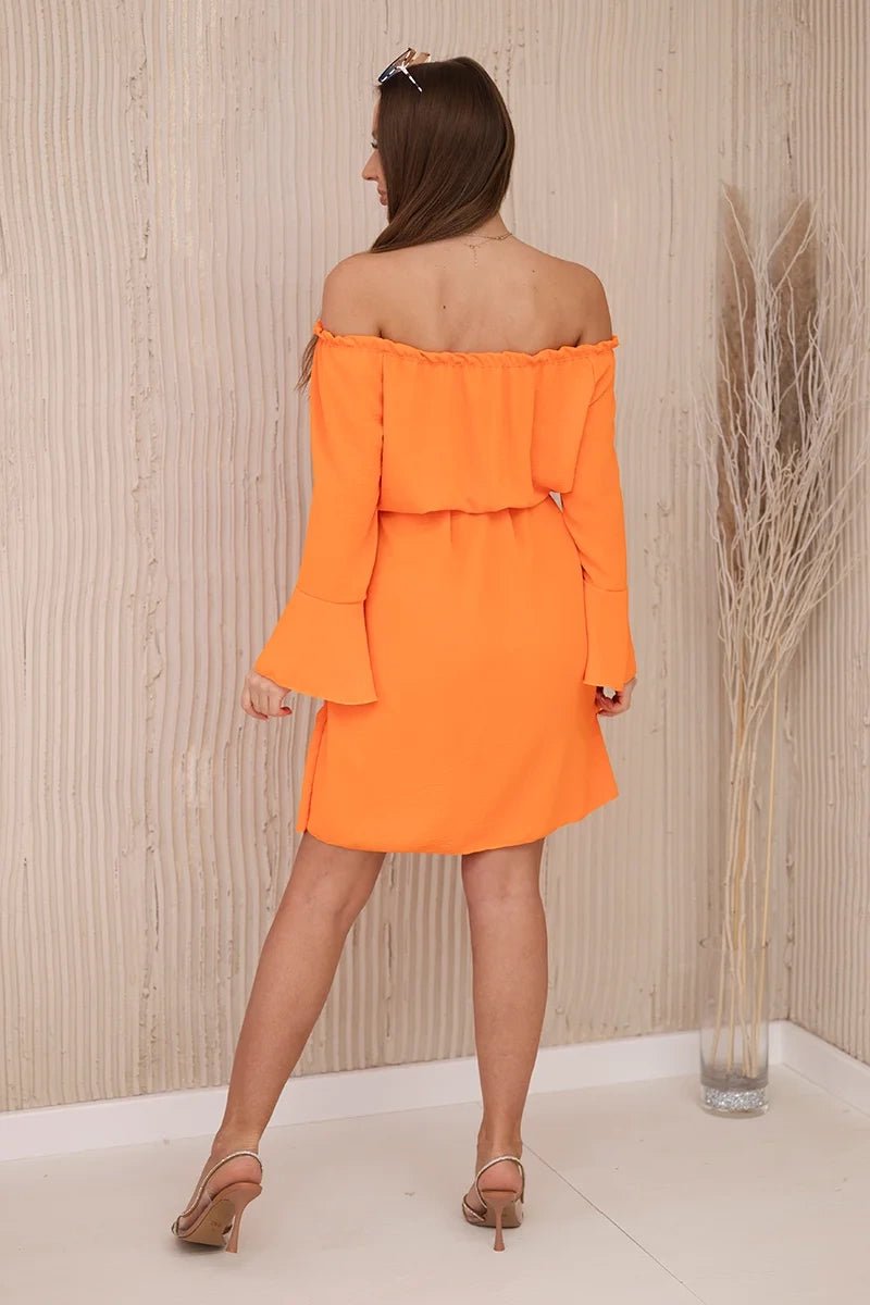 Dress tied at the waist with a drawstring IT - 17 / – Orange цвет / color | Lexline Fashion