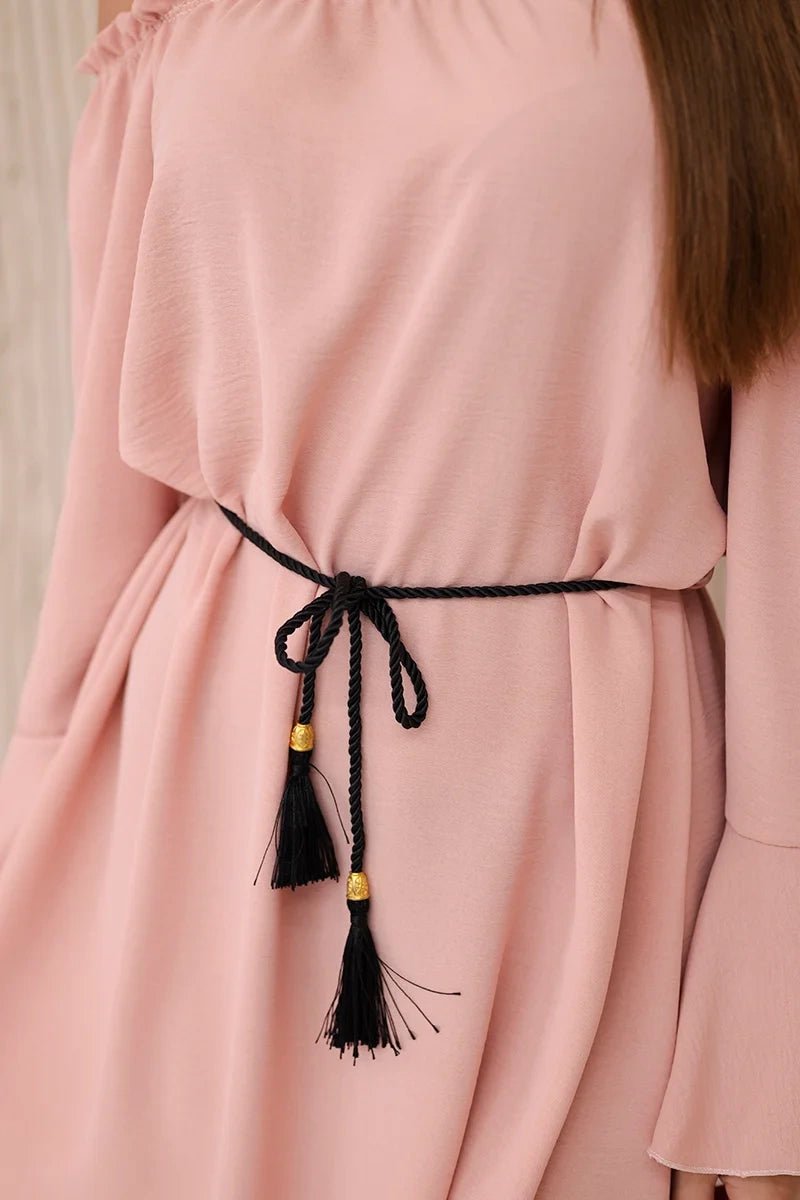 Dress tied at the waist with a drawstring IT - 17 / – Powder цвет / color | Lexline Fashion