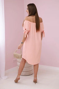 Dress tied on the sleeves 3320 / – Apricot цвет / color | Lexline Fashion