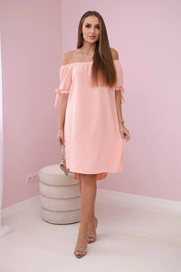 Dress tied on the sleeves 3320 / – Apricot цвет / color | Lexline Fashion