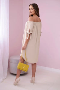 Dress tied on the sleeves 3320 / – Beige цвет / color | Lexline Fashion