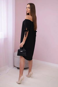 Dress tied on the sleeves 3320 / – Black цвет / color | Lexline Fashion