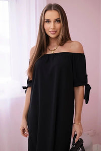 Dress tied on the sleeves 3320 / – Black цвет / color | Lexline Fashion