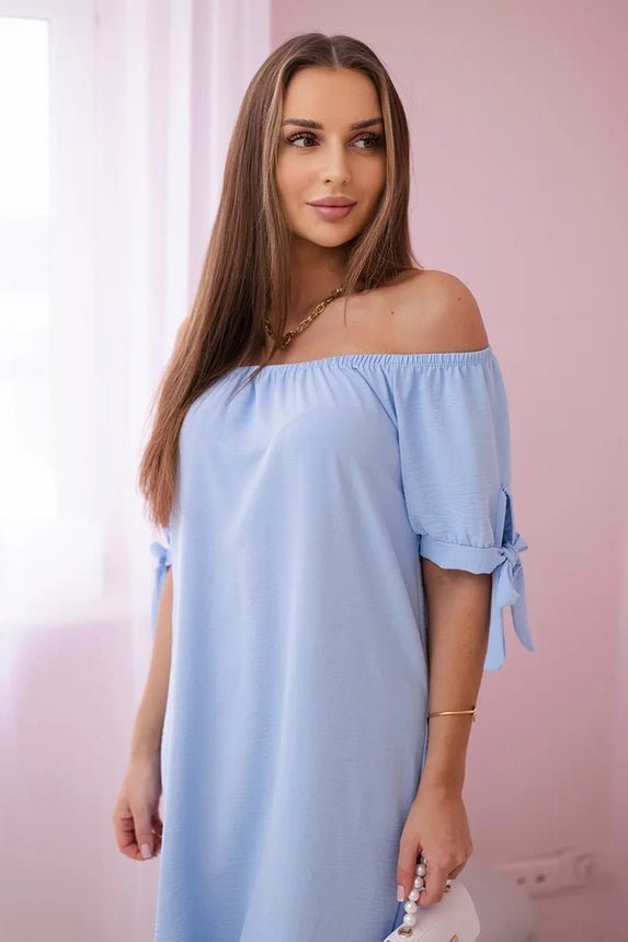 Dress tied on the sleeves 3320 / – Blue цвет / color | Lexline Fashion