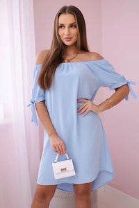 Dress tied on the sleeves 3320 / – Blue цвет / color | Lexline Fashion