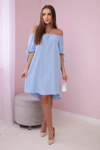 Dress tied on the sleeves 3320 / – Blue цвет / color | Lexline Fashion