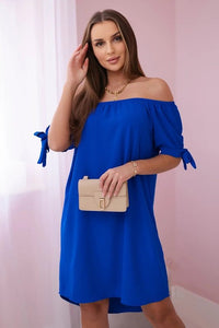 Dress tied on the sleeves 3320 / – Blue cornflower цвет / color | Lexline Fashion
