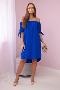 Dress tied on the sleeves 3320 / – Blue cornflower цвет / color | Lexline Fashion