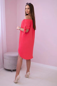 Dress tied on the sleeves 3320 / – Coral цвет / color | Lexline Fashion