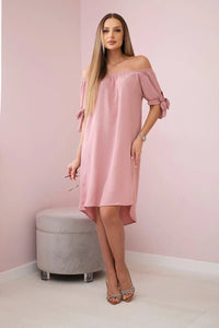 Dress tied on the sleeves 3320 / – Dark || Powder цвет / color | Lexline Fashion