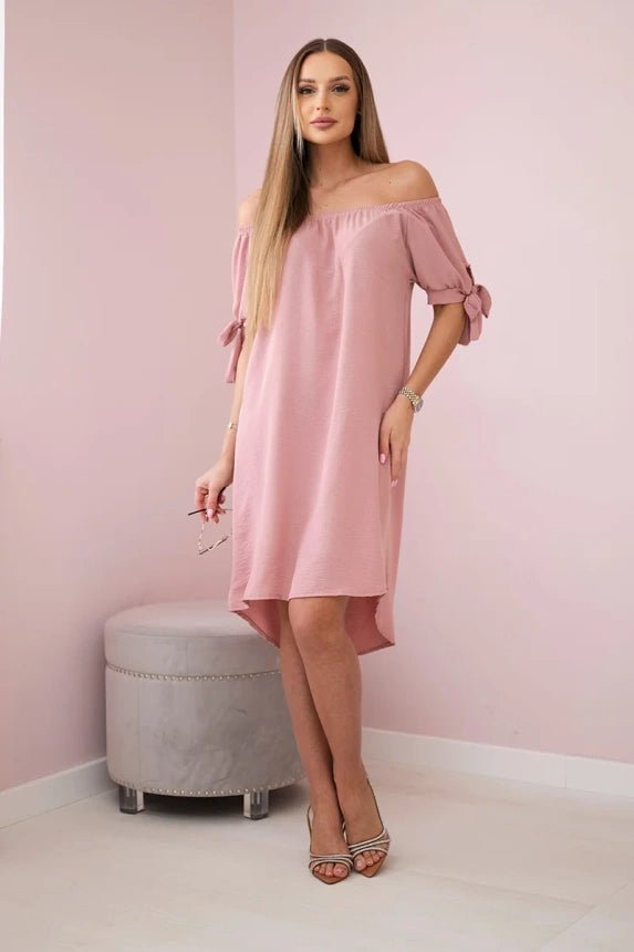 Dress tied on the sleeves 3320 / – Dark || Powder цвет / color | Lexline Fashion