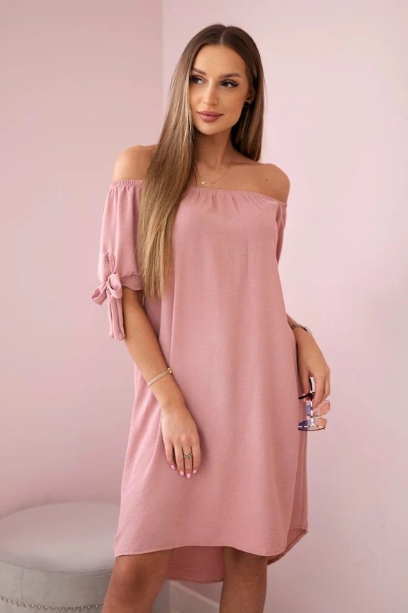 Dress tied on the sleeves 3320 / – Dark || Powder цвет / color | Lexline Fashion