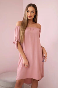 Dress tied on the sleeves 3320 / – Dark || Powder цвет / color | Lexline Fashion