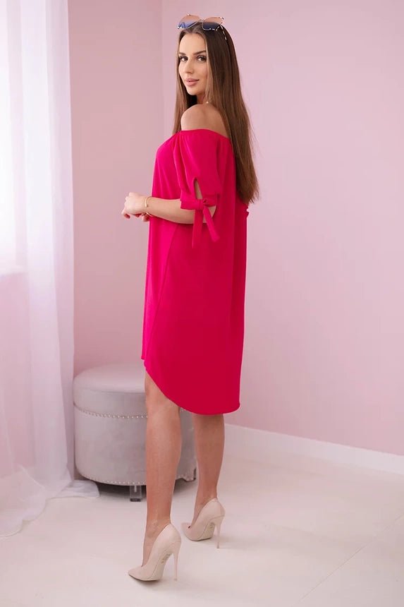 Dress tied on the sleeves 3320 / – Fuchsia цвет / color | Lexline Fashion