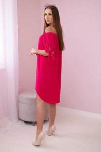 Dress tied on the sleeves 3320 / – Fuchsia цвет / color | Lexline Fashion