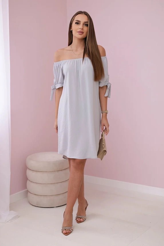 Dress tied on the sleeves 3320 / – Gray цвет / color | Lexline Fashion