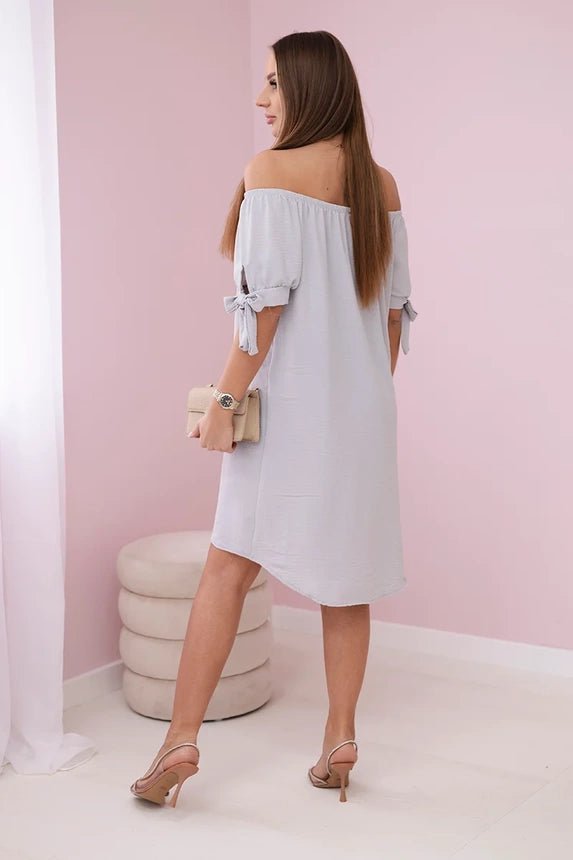 Dress tied on the sleeves 3320 / – Gray цвет / color | Lexline Fashion