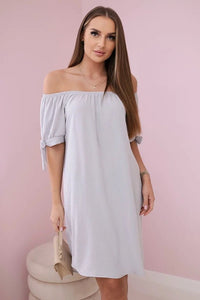 Dress tied on the sleeves 3320 / – Gray цвет / color | Lexline Fashion