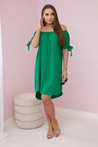 Dress tied on the sleeves 3320 / – Green цвет / color | Lexline Fashion