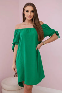 Dress tied on the sleeves 3320 / – Green цвет / color | Lexline Fashion