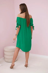 Dress tied on the sleeves 3320 / – Green цвет / color | Lexline Fashion