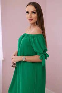 Dress tied on the sleeves 3320 / – Green цвет / color | Lexline Fashion