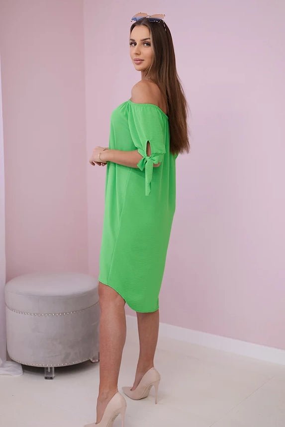 Dress tied on the sleeves 3320 / – Green || Light цвет / color | Lexline Fashion