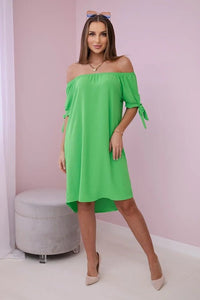 Dress tied on the sleeves 3320 / – Green || Light цвет / color | Lexline Fashion