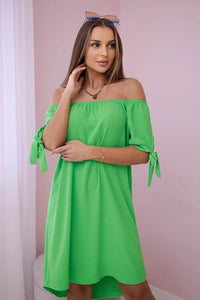 Dress tied on the sleeves 3320 / – Green || Light цвет / color | Lexline Fashion