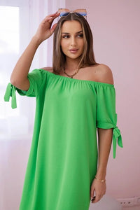 Dress tied on the sleeves 3320 / – Green || Light цвет / color | Lexline Fashion
