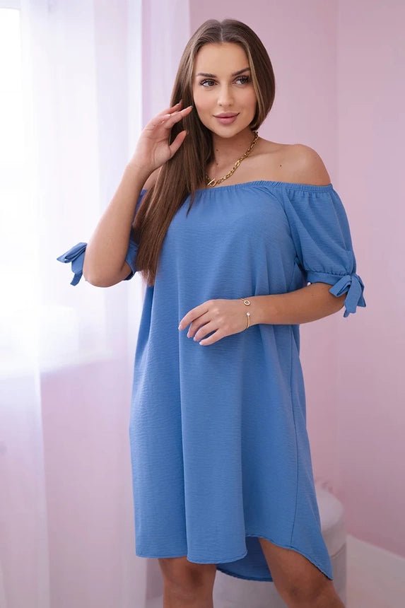 Dress tied on the sleeves 3320 / – Jeans || Dark цвет / color | Lexline Fashion