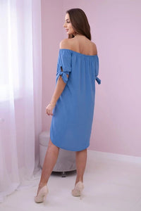 Dress tied on the sleeves 3320 / – Jeans || Dark цвет / color | Lexline Fashion