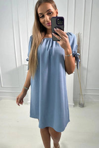 Dress tied on the sleeves 3320 / – Jeans || Light цвет / color | Lexline Fashion