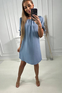 Dress tied on the sleeves 3320 / – Jeans || Light цвет / color | Lexline Fashion