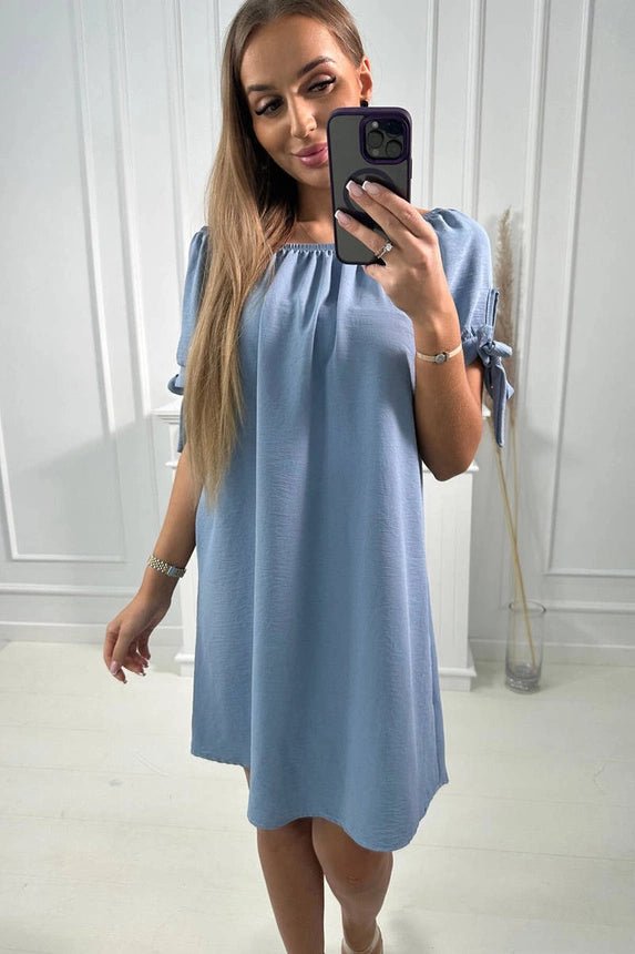Dress tied on the sleeves 3320 / – Jeans || Light цвет / color | Lexline Fashion