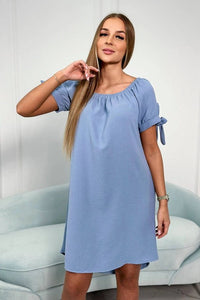 Dress tied on the sleeves 3320 / – Jeans || Light цвет / color | Lexline Fashion