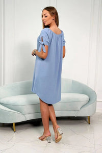 Dress tied on the sleeves 3320 / – Jeans || Light цвет / color | Lexline Fashion