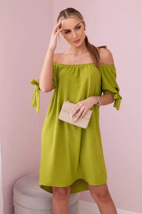 Dress tied on the sleeves 3320 / – Kiwi цвет / color | Lexline Fashion