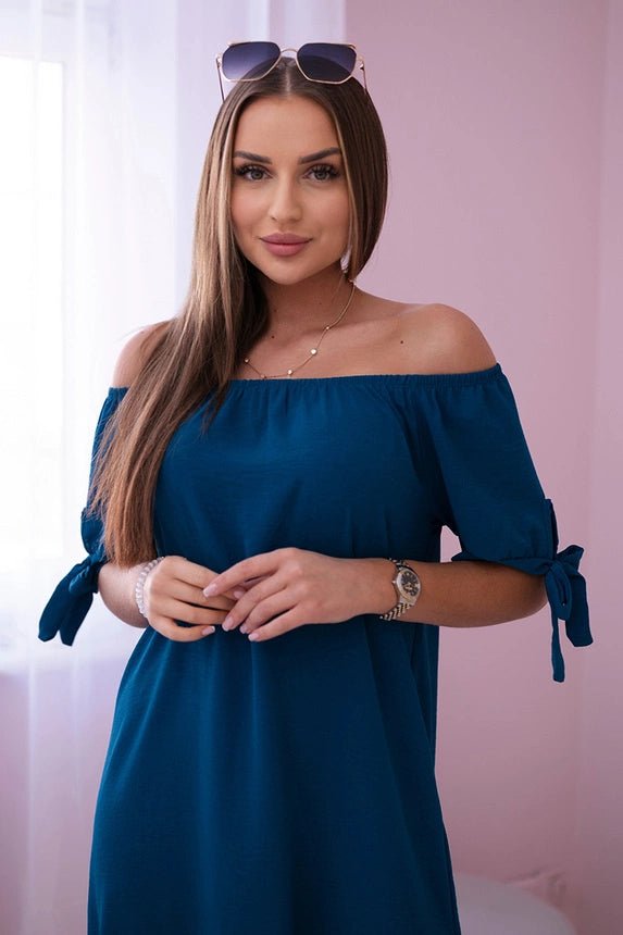 Dress tied on the sleeves 3320 / – Marine цвет / color | Lexline Fashion