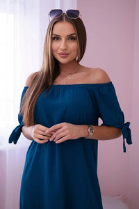 Dress tied on the sleeves 3320 / – Marine цвет / color | Lexline Fashion