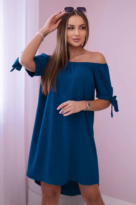 Dress tied on the sleeves 3320 / – Marine цвет / color | Lexline Fashion