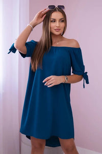 Dress tied on the sleeves 3320 / – Marine цвет / color | Lexline Fashion
