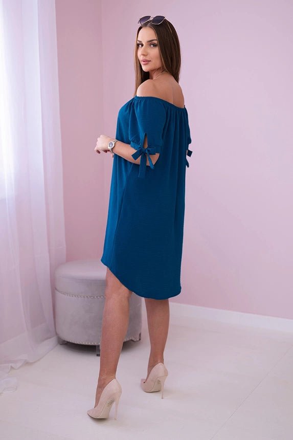 Dress tied on the sleeves 3320 / – Marine цвет / color | Lexline Fashion