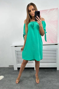 Dress tied on the sleeves 3320 / – Mint цвет / color | Lexline Fashion