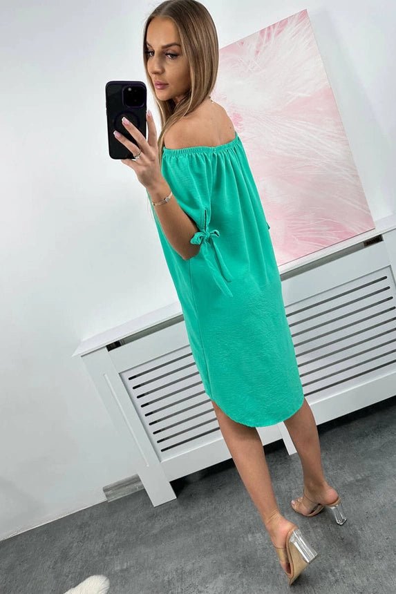 Dress tied on the sleeves 3320 / – Mint цвет / color | Lexline Fashion