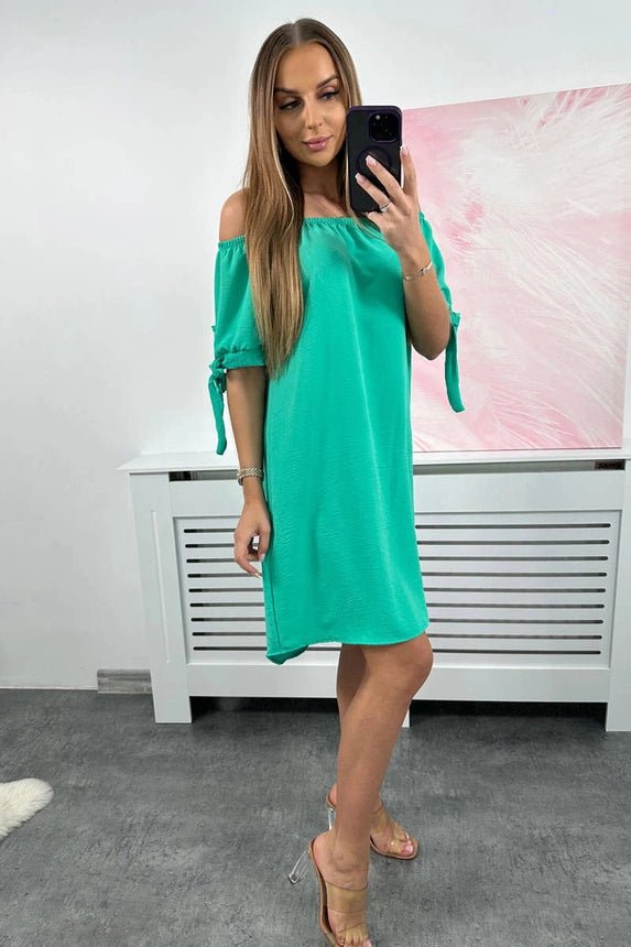 Dress tied on the sleeves 3320 / – Mint цвет / color | Lexline Fashion