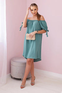 Dress tied on the sleeves 3320 / – Mint || Dark цвет / color | Lexline Fashion