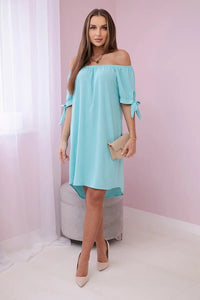 Dress tied on the sleeves 3320 / – Mint || Light цвет / color | Lexline Fashion