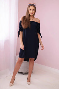 Dress tied on the sleeves 3320 / – Navy blue цвет / color | Lexline Fashion