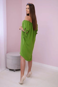 Dress tied on the sleeves 3320 / – Olive цвет / color | Lexline Fashion